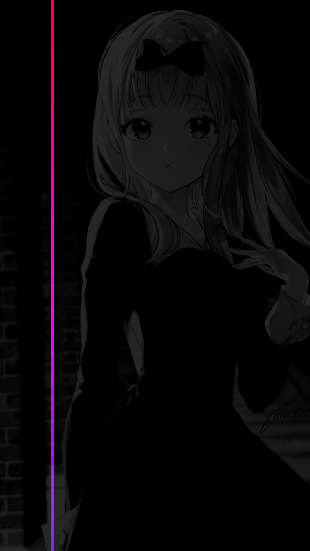 Anime girls dark minimalism gradient monochrome