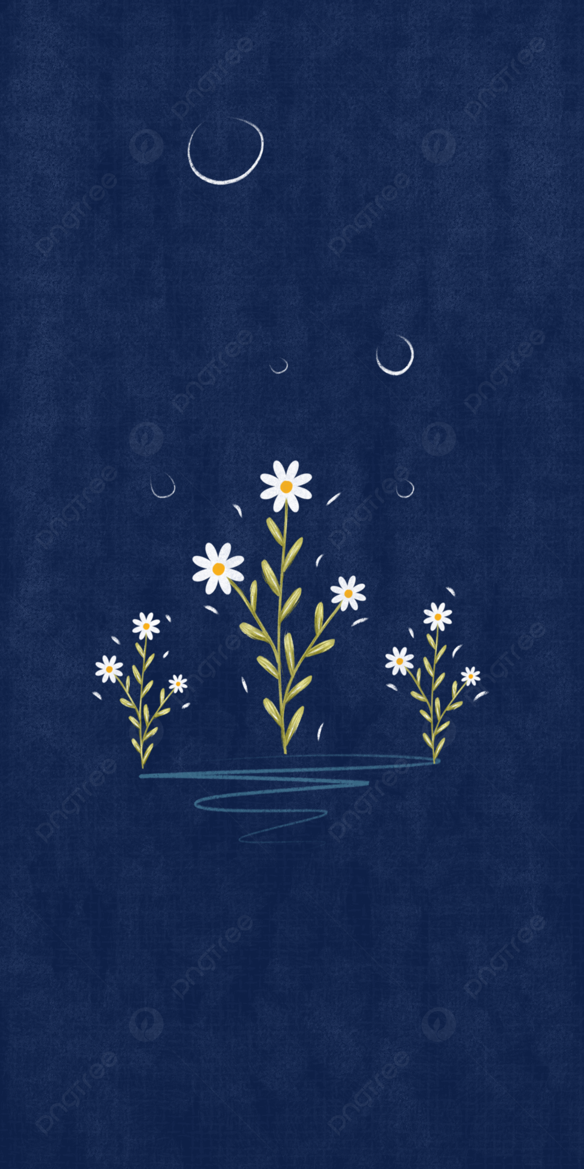 Hand draw lockscreen wallpaper daisy flowers background wallpaper background lockscreen background image for free download