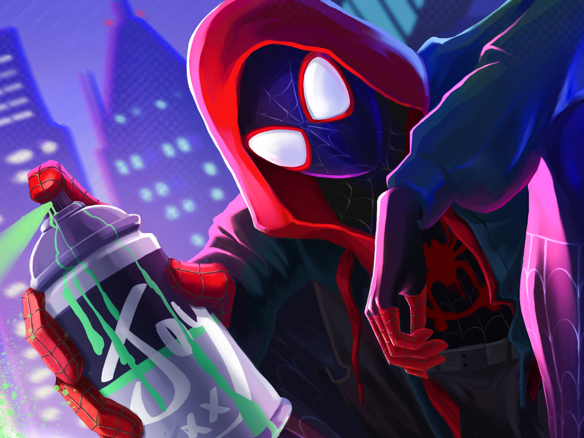 X spiderman miles morales with spray paint x resolution hd k wallpapers images backgrounds photos and pictures