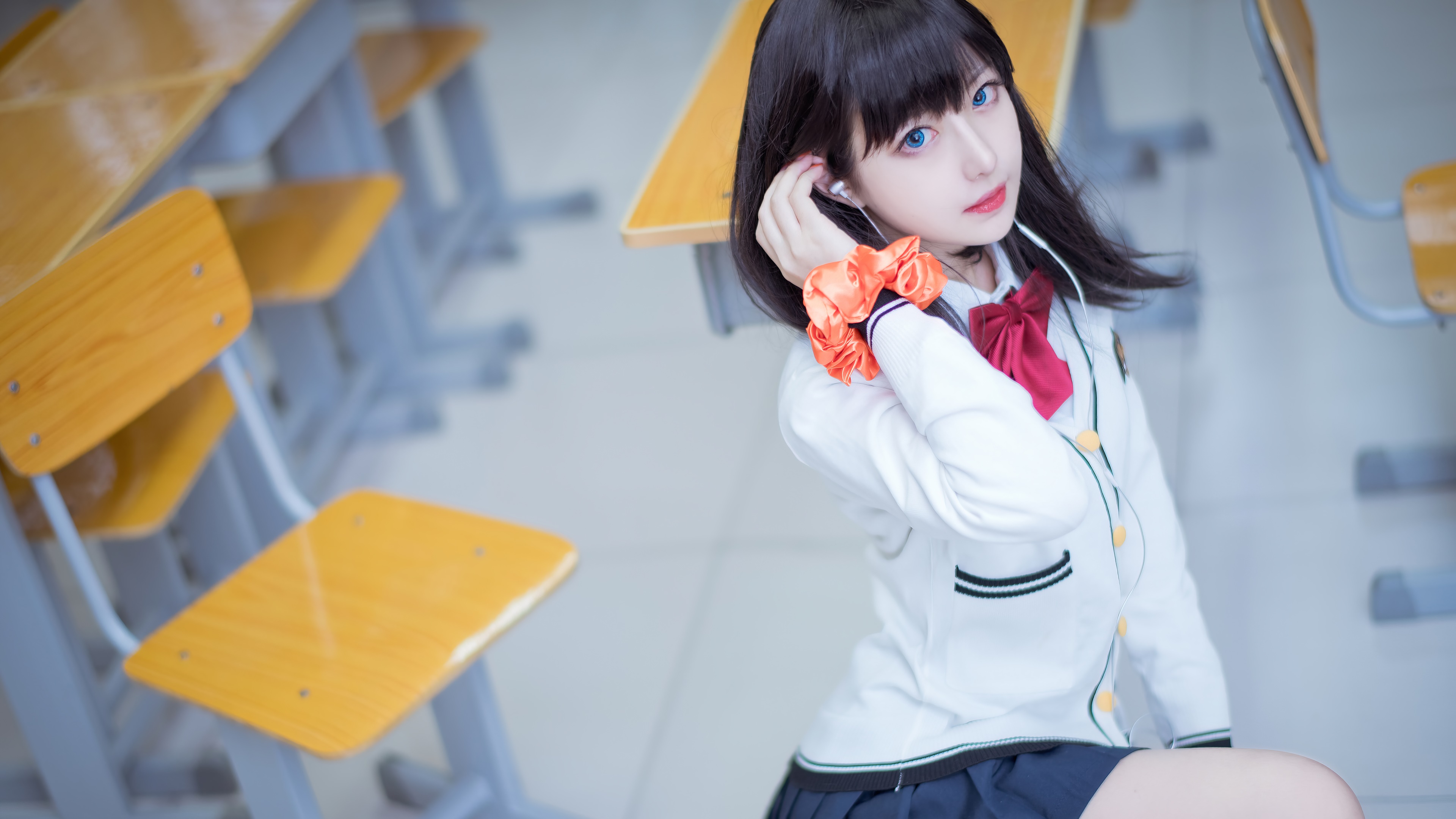 Wallpaper asian girl beautiful stundent school uniform cosplay k hd