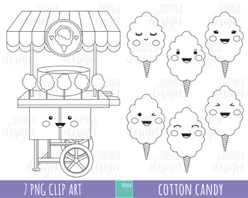 Cotton candy stamps candie clipart black and white candy kawaii cotton candy