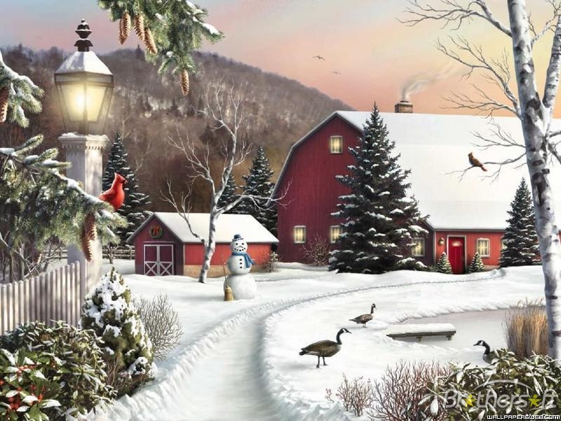 Farm winter scenes desktop wallpaper
