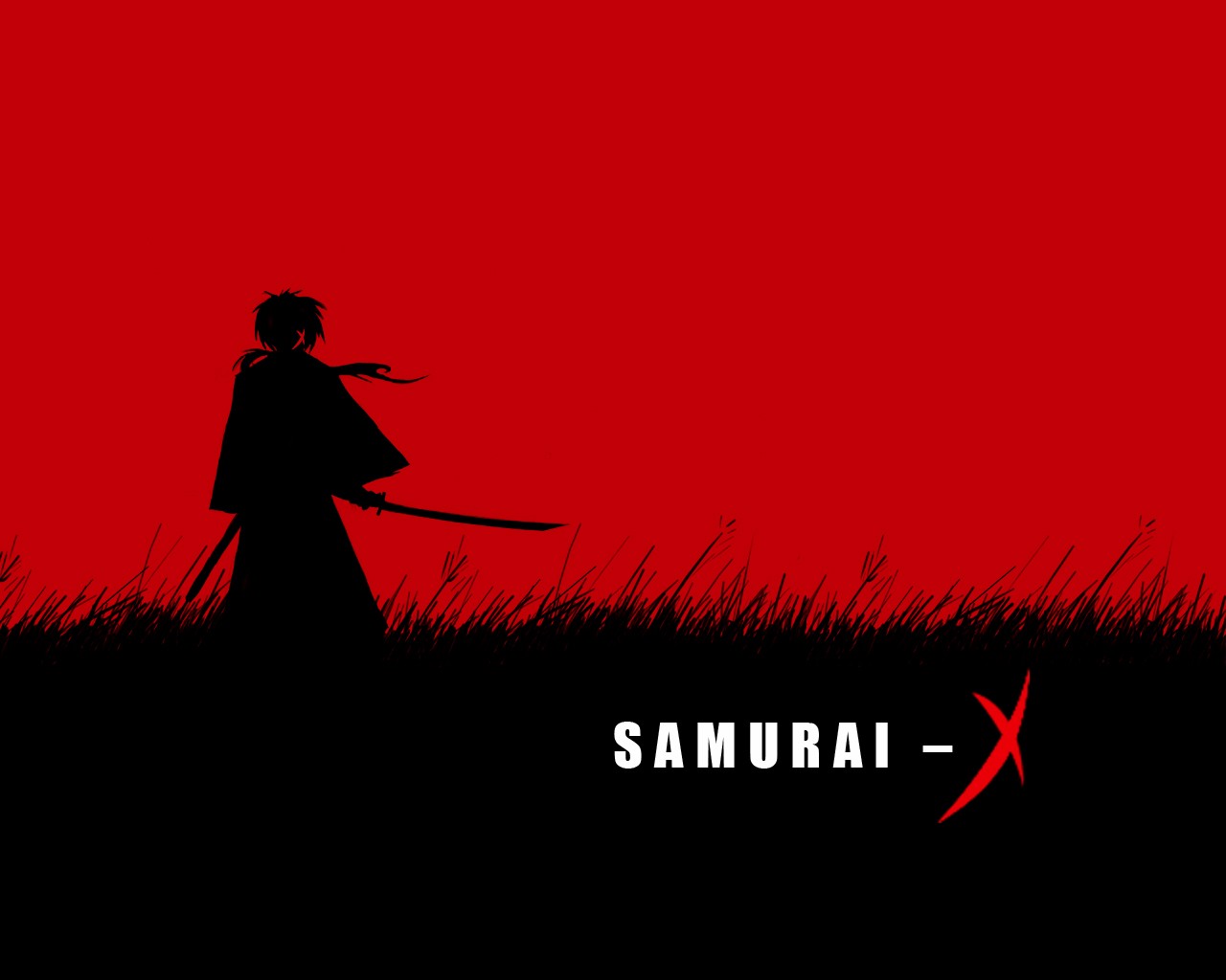 Wallpaper illustration anime red musical instrument silhouette samurai x font album cover x
