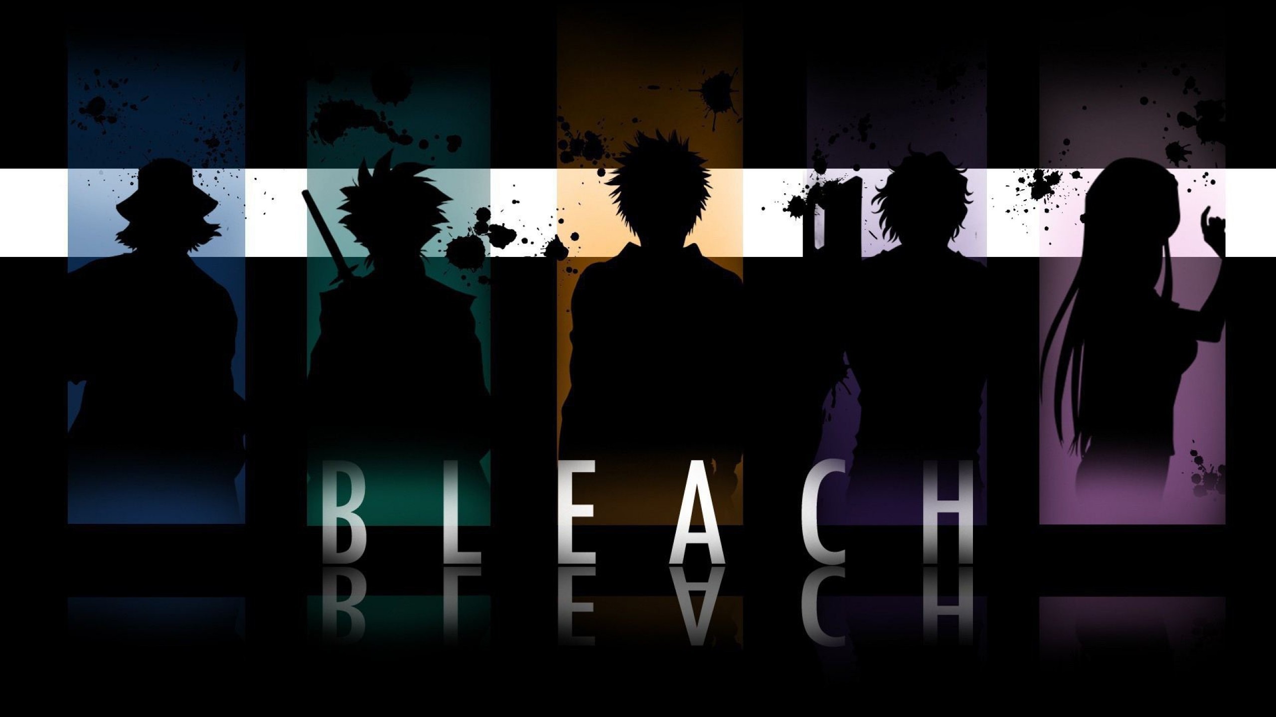 Illustration anime silhouette text paint splatter bleach brand darkness screenshot puter wallpaper font album cover
