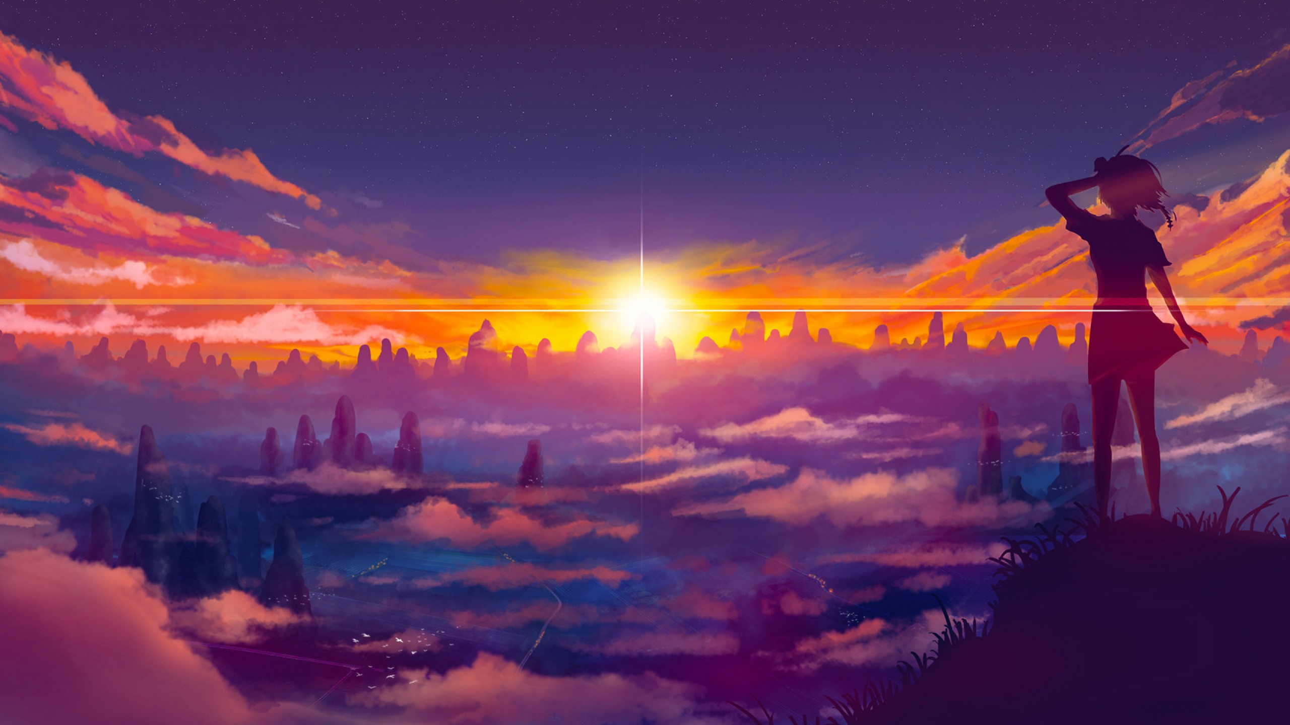 Anime sunset hd wallpaper youtube cover photo