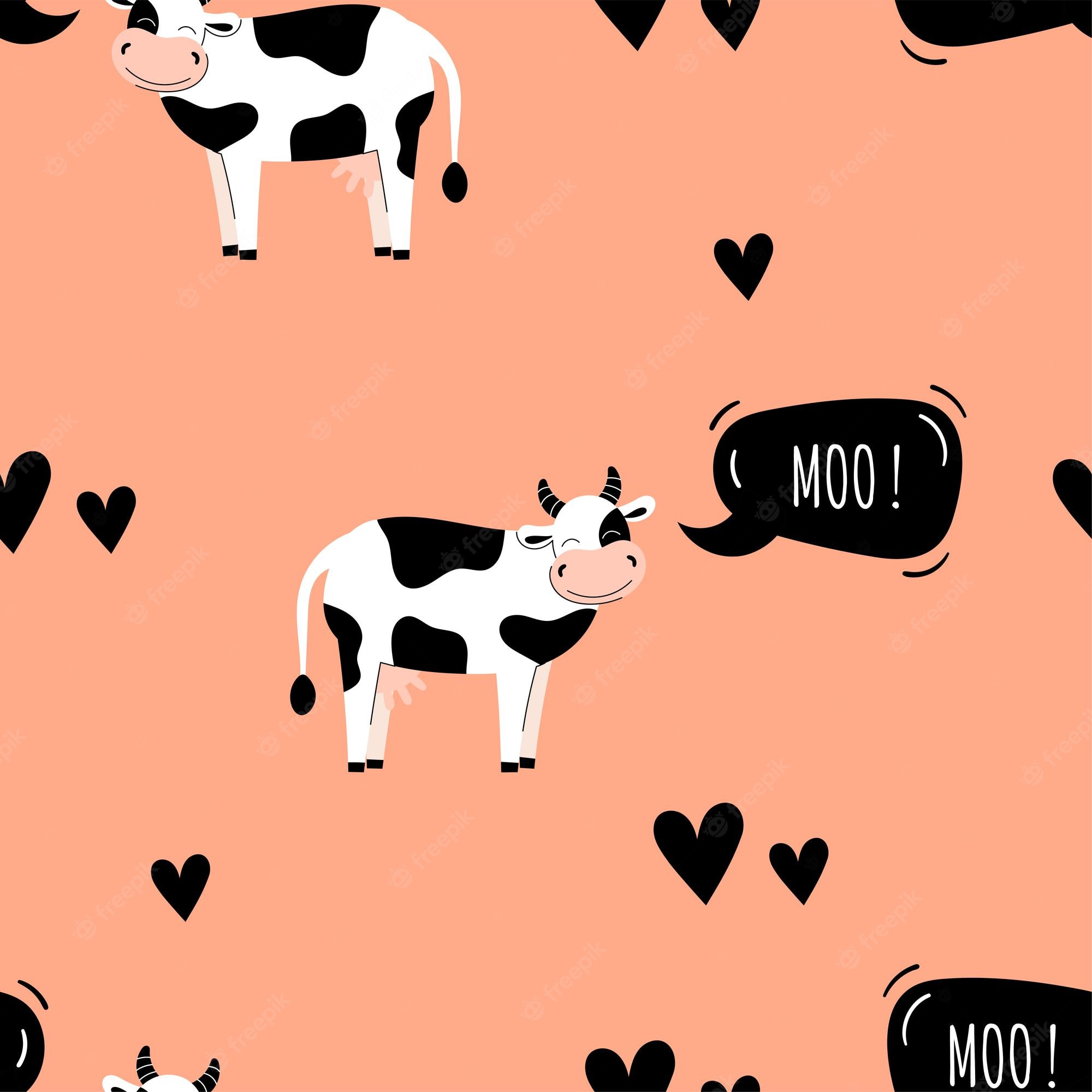 Premium vector seamless pattern with cute cows background with farm animals wallpaper packaging flat vector illustration
