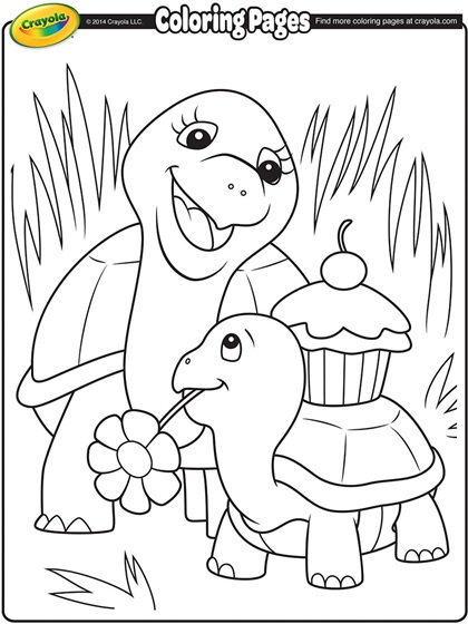 Turtle mommy coloring page