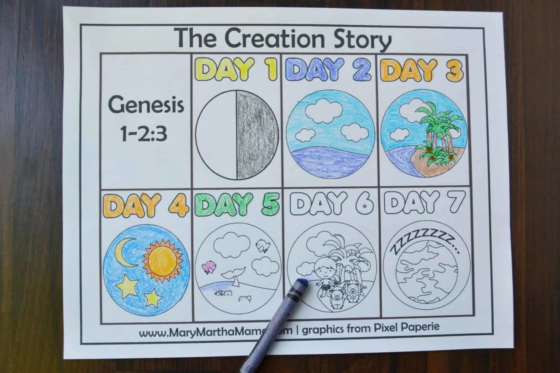 Creation coloring pages â mary martha mama