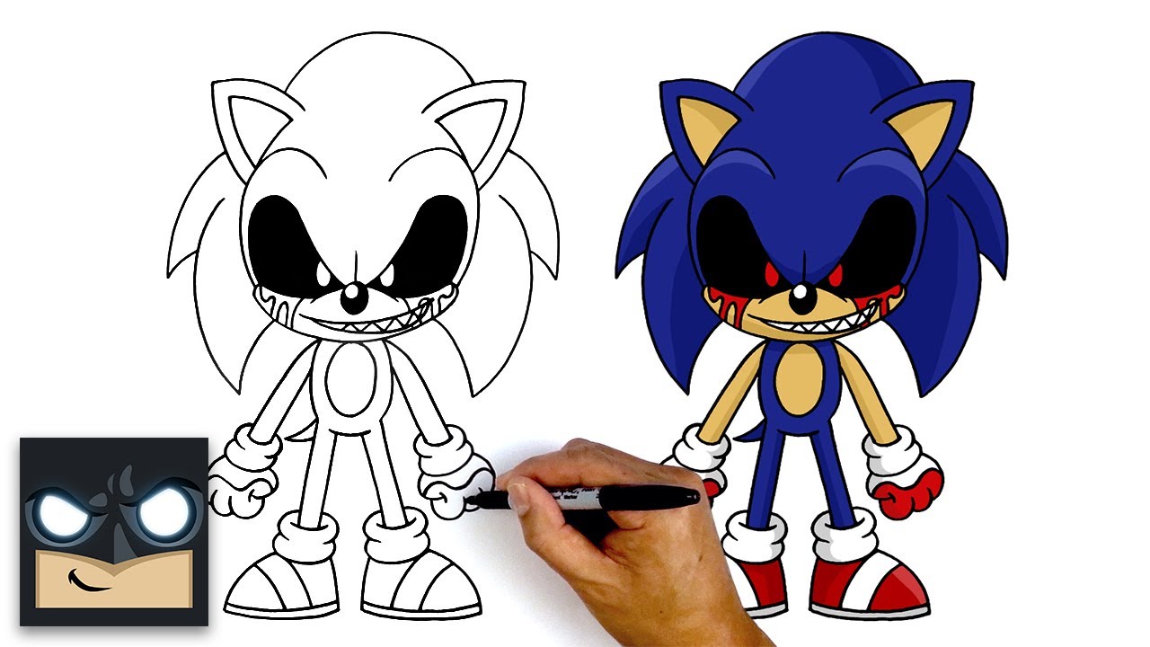 How to draw sonicexe step by step tutorial