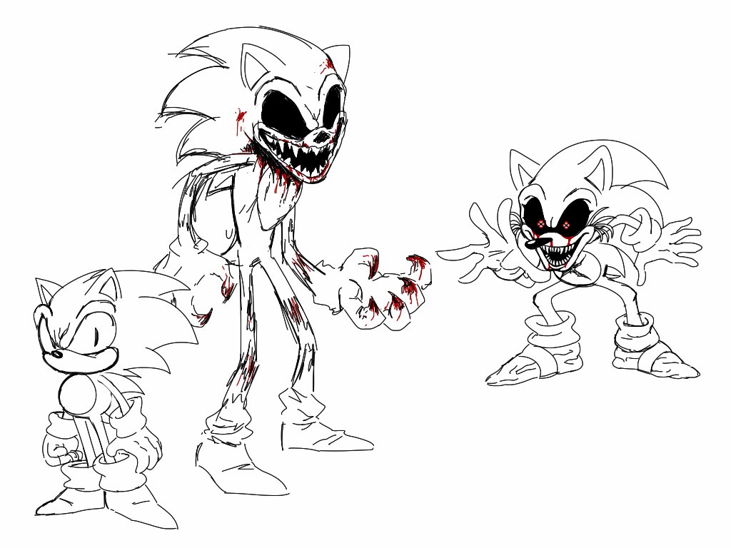 Giga on x was in a sonicexe mood after watching the fantastic work done on the fnf mod so i did some doodles first i did falsecow s one cuz hes sweet
