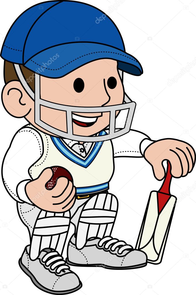 Cartoon cricket player stockvektoren lizenzfreie illustrationen positphotos