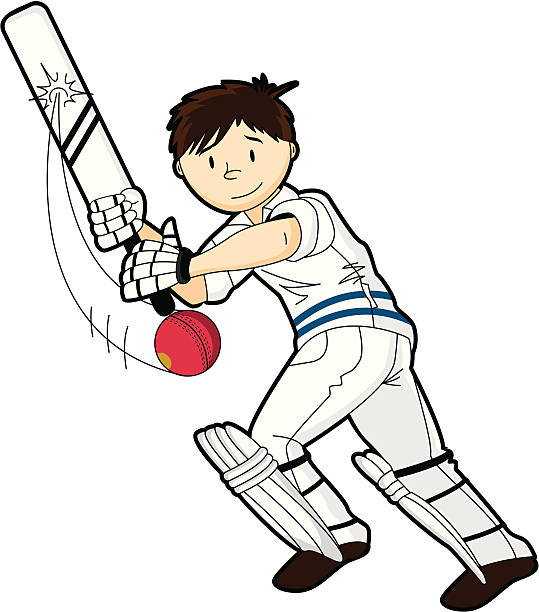 Cricket batsman no background stock illustration