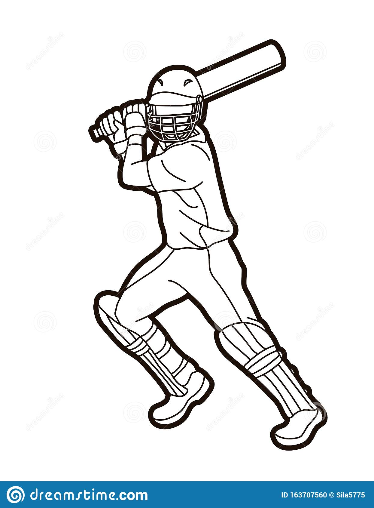 Cricket batsman sport player action cartoon graphic stock vector