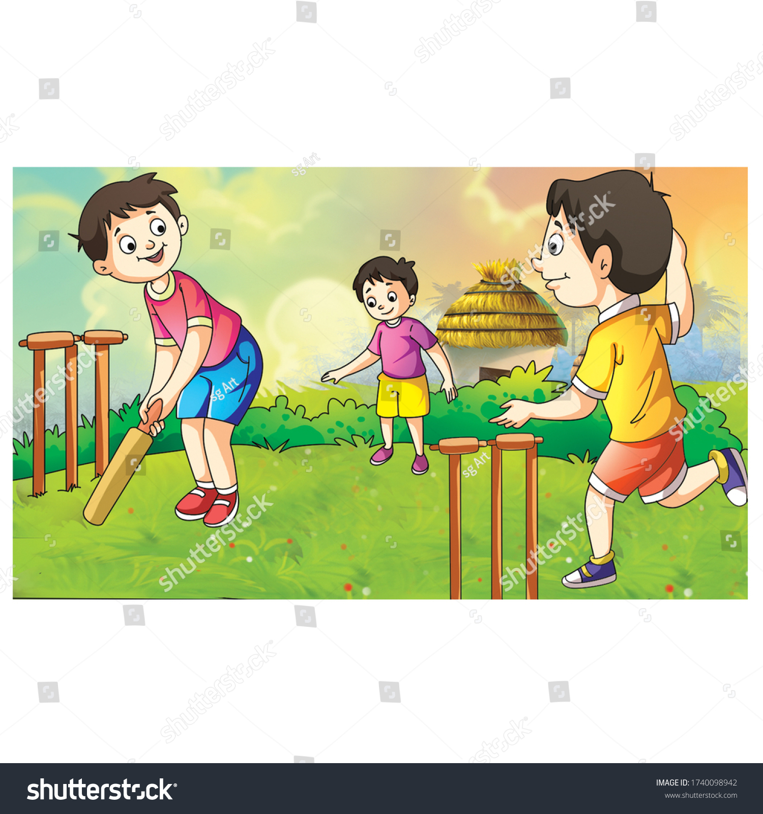 Boy playing cricket images stock photos vectors