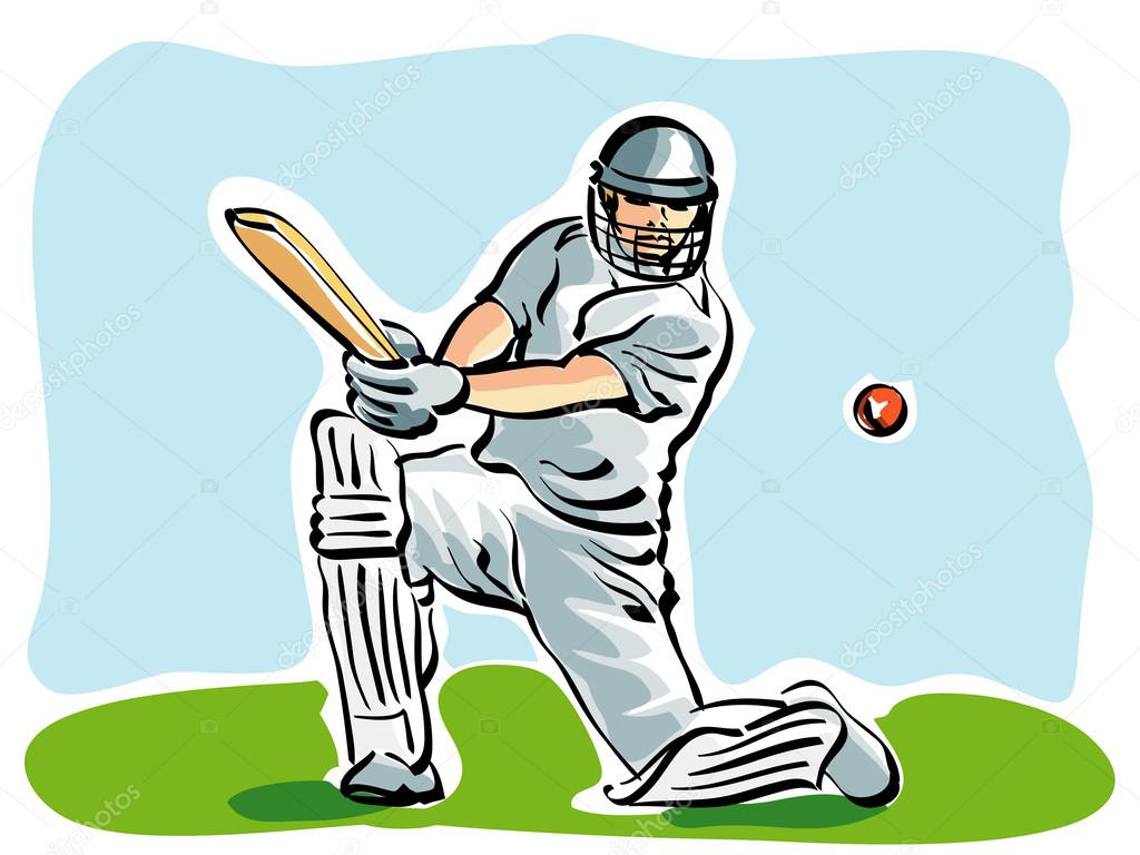 Cricketer cartoon vector art stock images