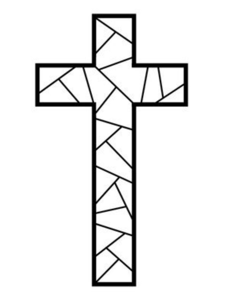 Free printable cross coloring pages cross coloring page stain glass cross mosaic patterns
