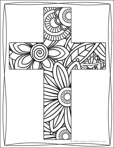 Religious cross coloring pages for kids and adults different designs
