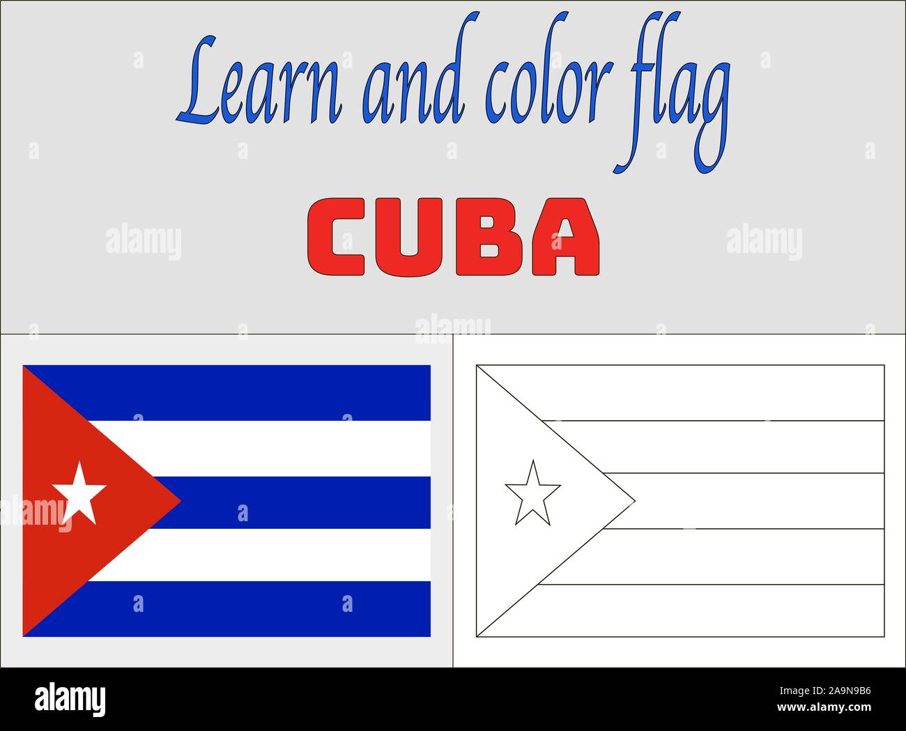 American cuba national flag coloring book pages for education and learning original colors proportion vector illustration countries set stock vector image art