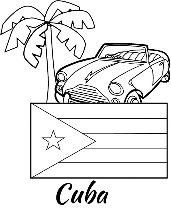 Cuban national flag coloring page