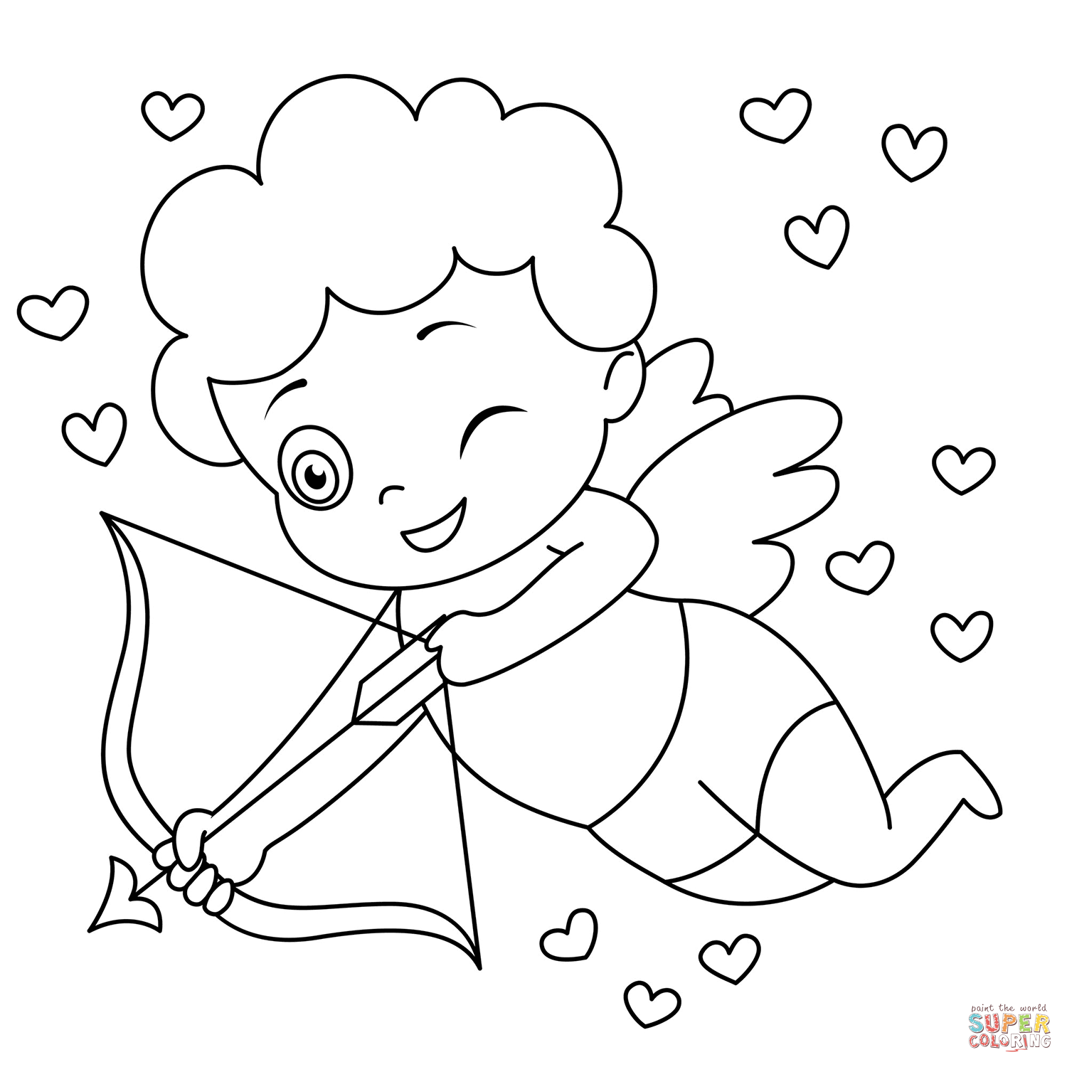 Cute cupid coloring page free printable coloring pages
