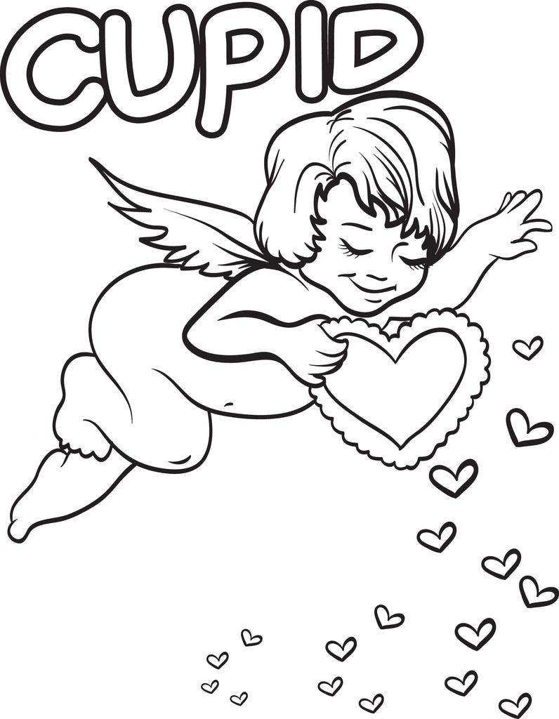 Printable cupid coloring page for kids â