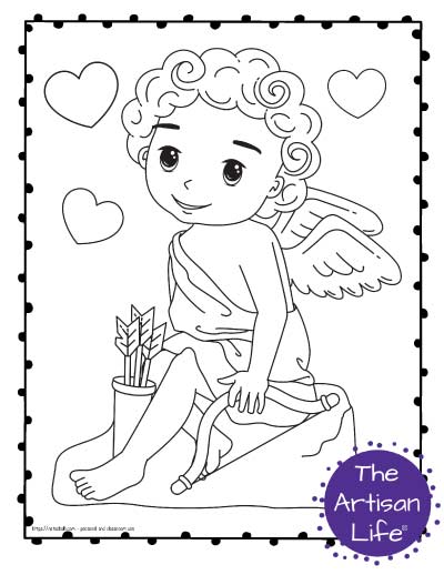 Free printable cupid coloring pages for valentines day