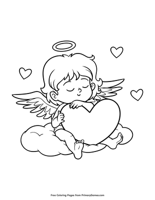Sleeping cupid coloring page â free printable pdf from