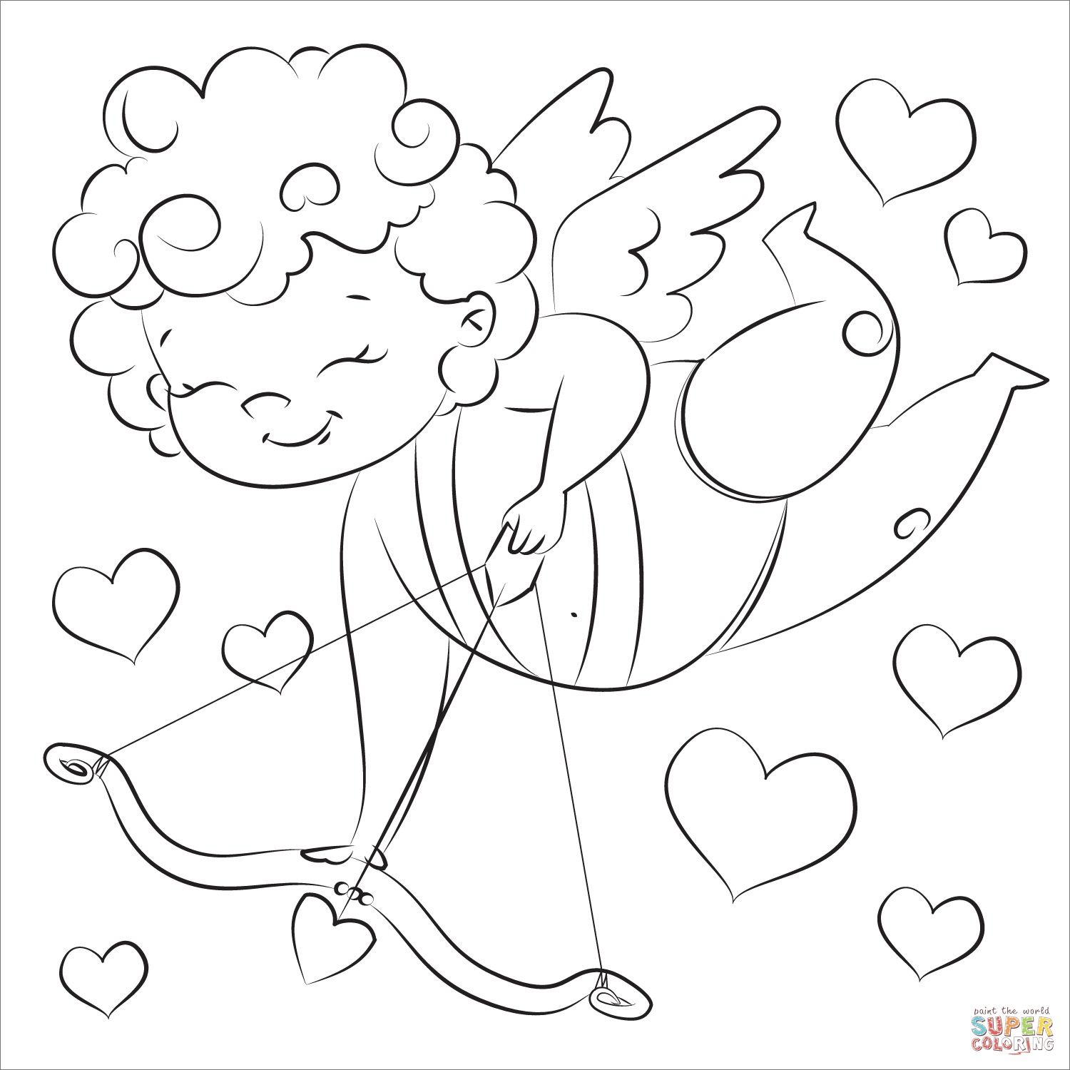Cupid coloring page free printable coloring pages