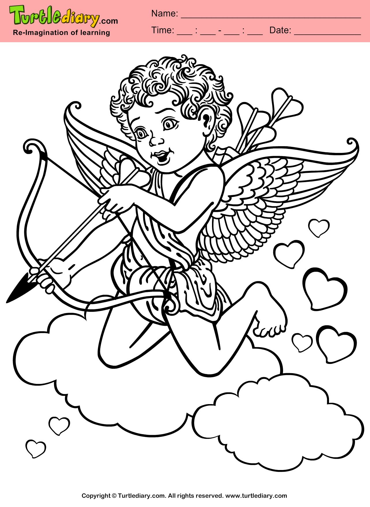 Cupid coloring sheet turtle diary