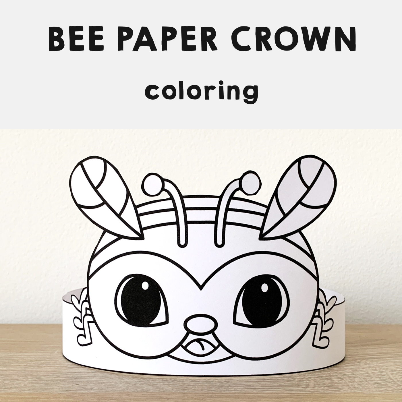 Bee paper crown printable coloring craft made by teachers