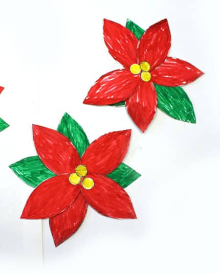 Easy printable poinsettia craft for kids template to make