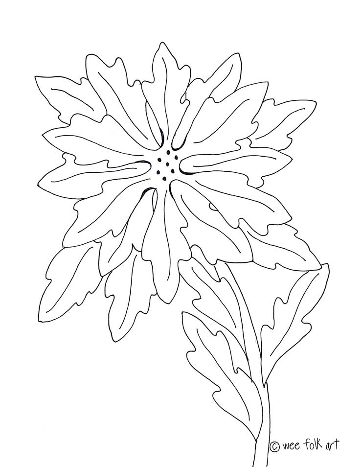 Poinsettia coloring page â wee folk art