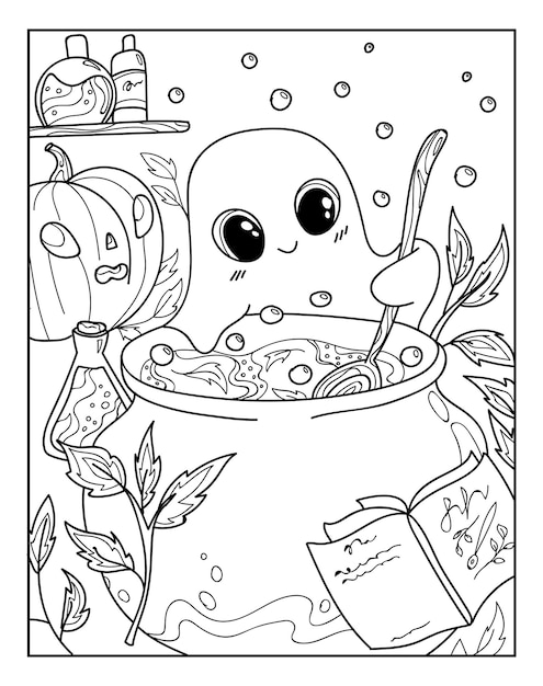 Premium vector halloween coloring pages for adults coloring book