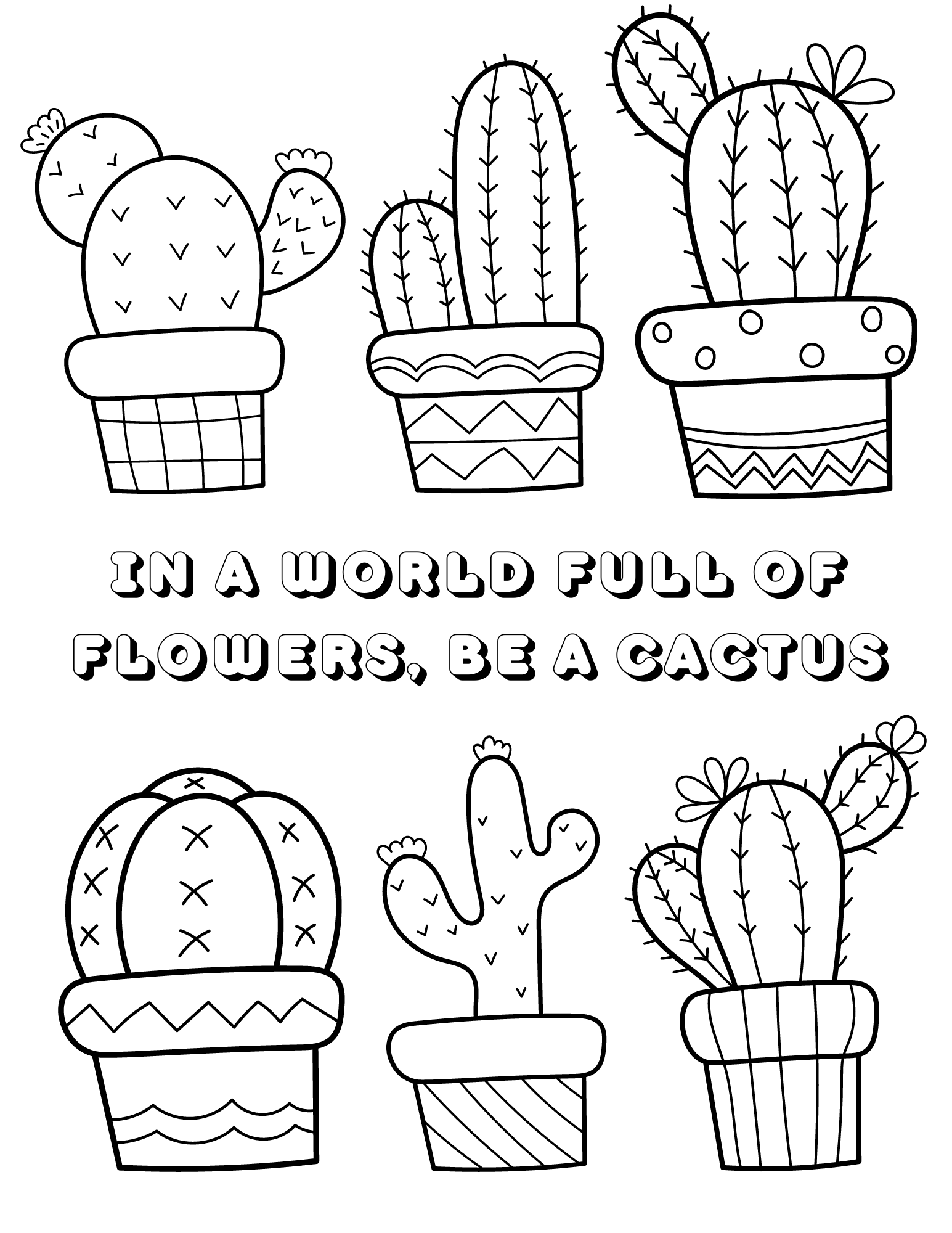 Cute cactus coloring pages two kids and a coupon