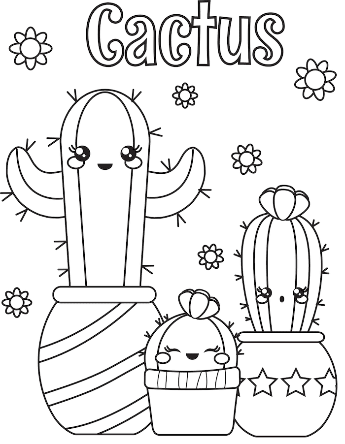 Cactus coloring page for kids its free grade onederful