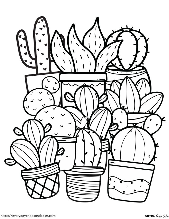 Free cactus coloring pages for kids cute coloring pages cool coloring pages easy coloring pages