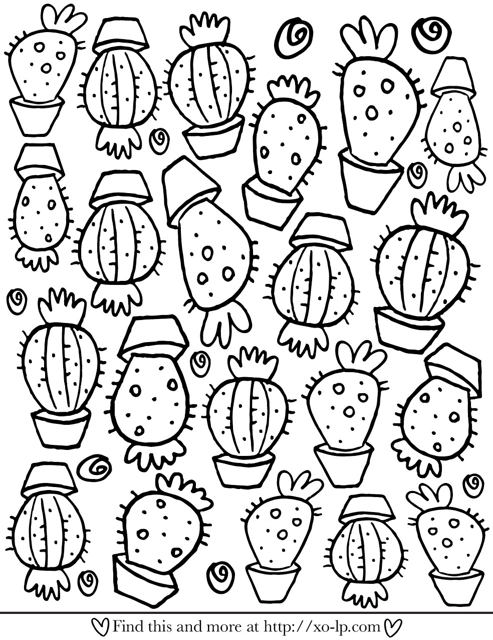 Cactus printable coloring page â xo