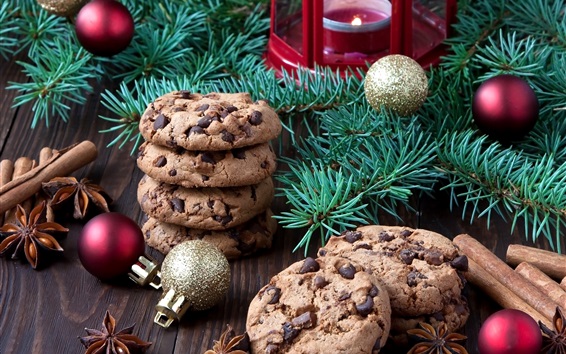 Wallpaper christmas food chocolate cookies tree branches balls candle x hd picture image