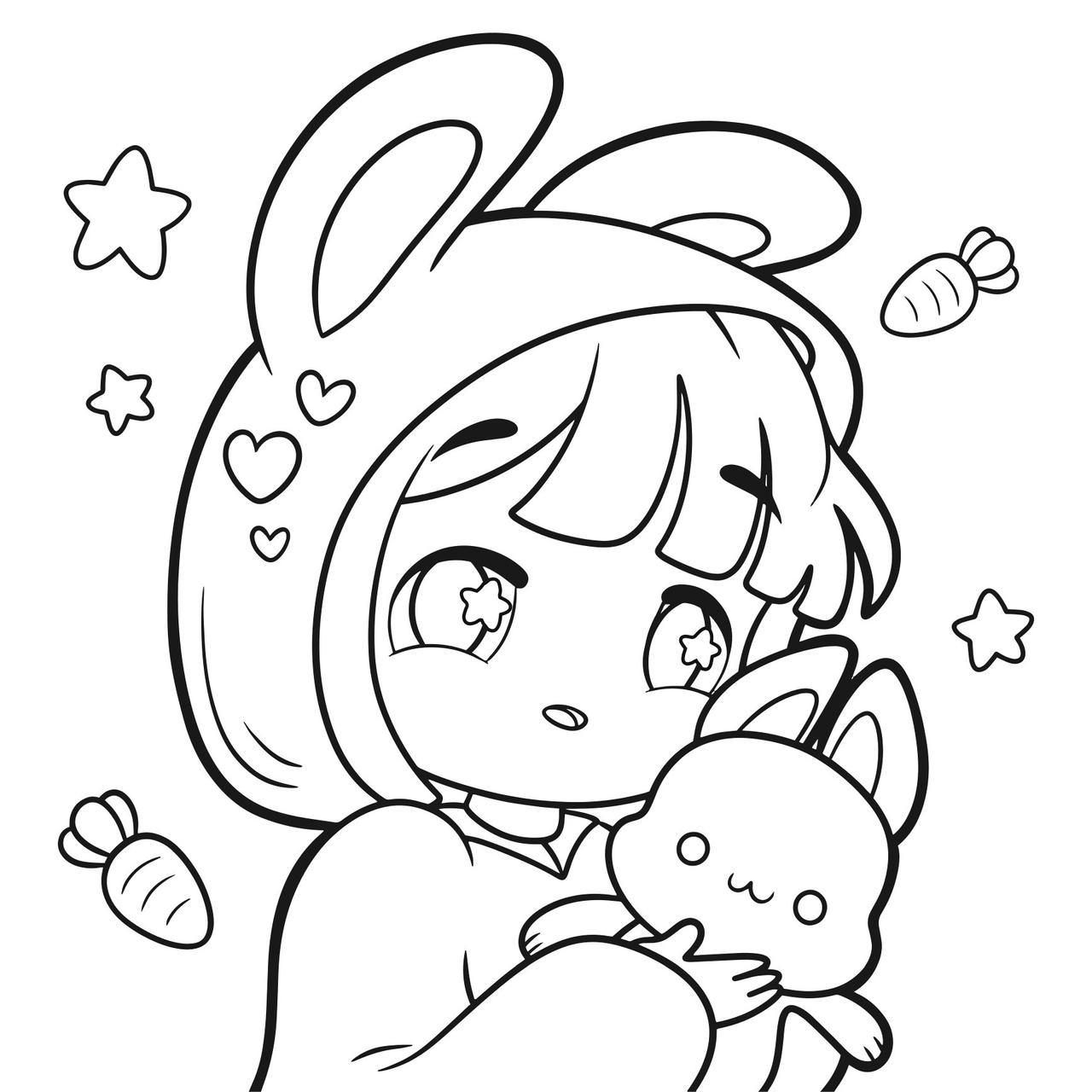 Kawaii child and bunny