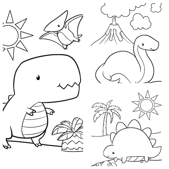 Dinosaur coloring pages adorable dinosaur line art coloring pages