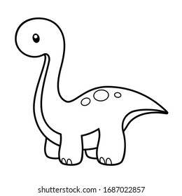 Cute long neck dinosaur coloring page stock vector royalty free
