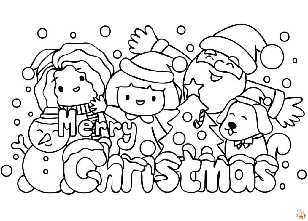 Kawaii christmas coloring pages free printable sheets for kids
