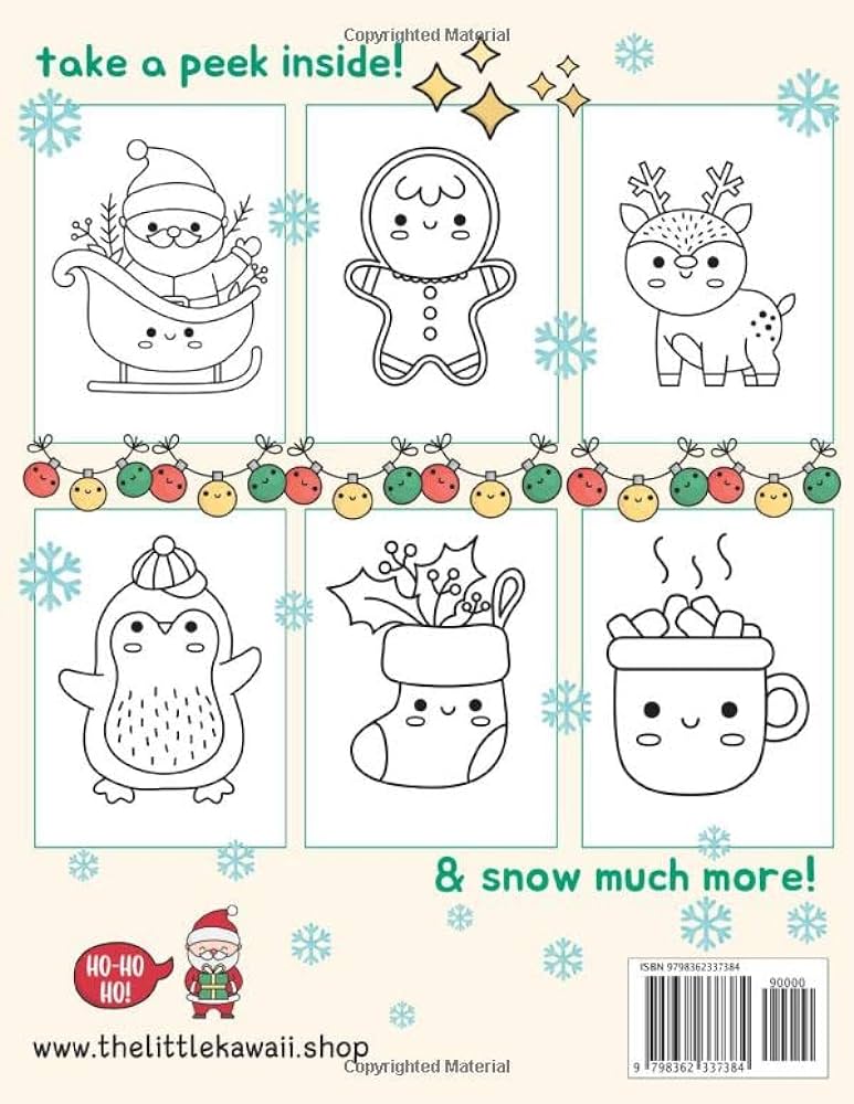 Kawaii christmas coloring book for all ages fun coloring pages of cute winter animals santas ornaments food more the little kawaii shop books