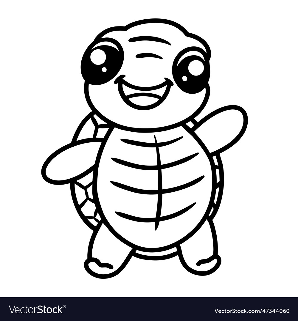 Funny cute turtle kids coloring pages royalty free vector