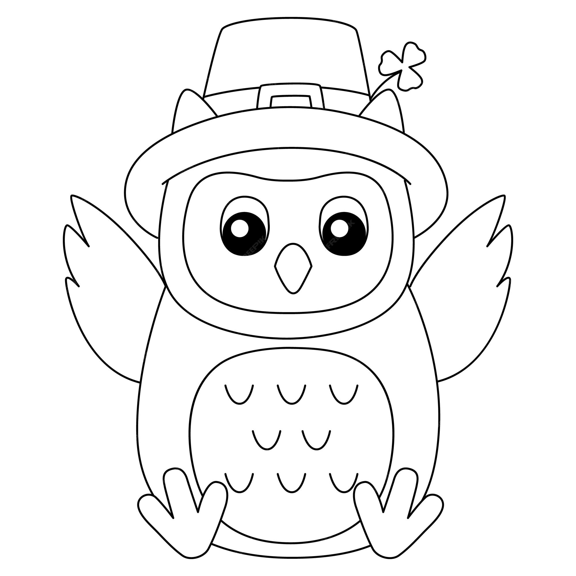 Premium vector a cute and funny coloring page of a st patricks day owl provides hours of coloring fun for children to color this page is very easy suitable for little