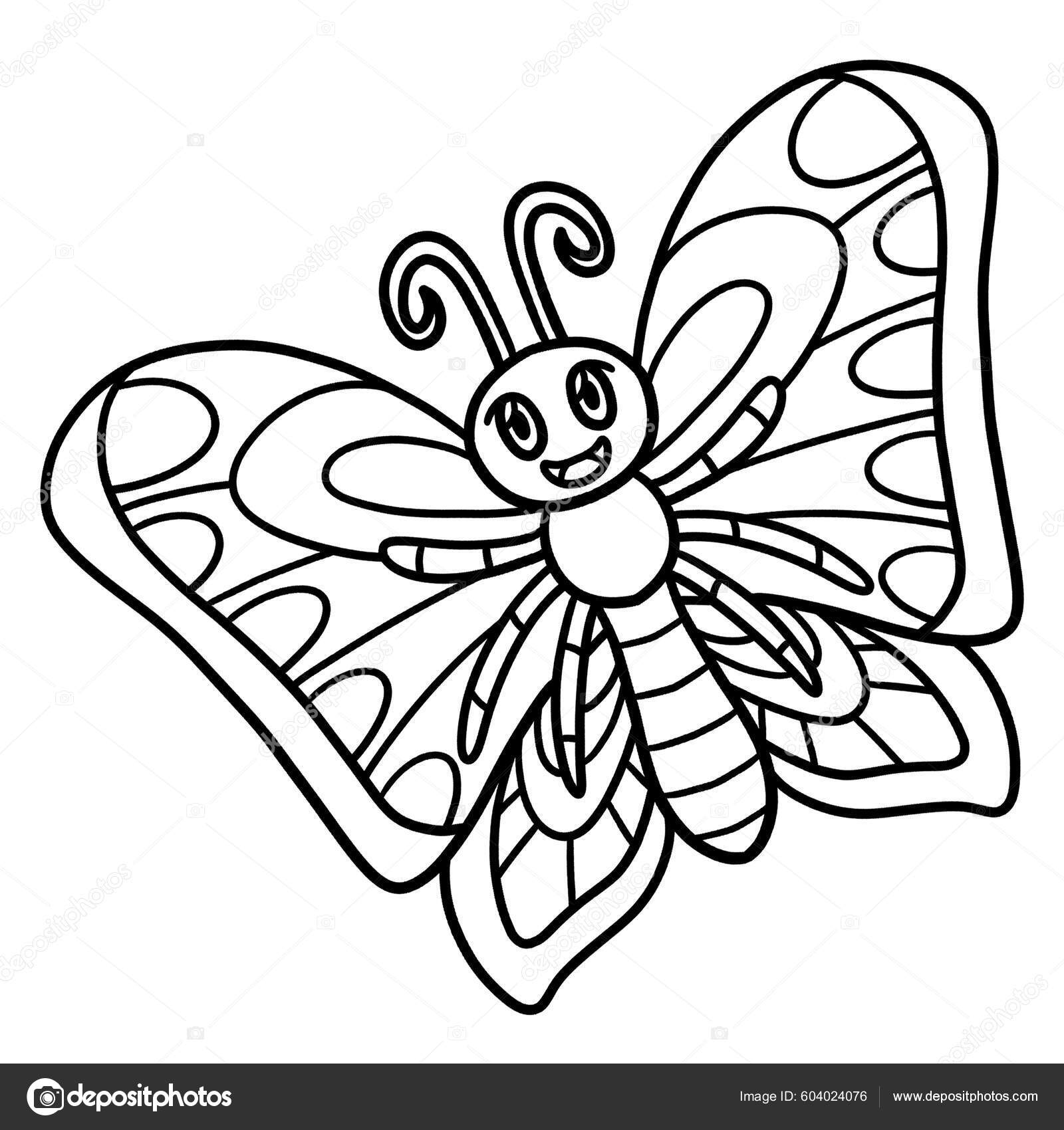 Cute funny coloring page butterfly provides hours coloring fun children stock vector by abbydesign