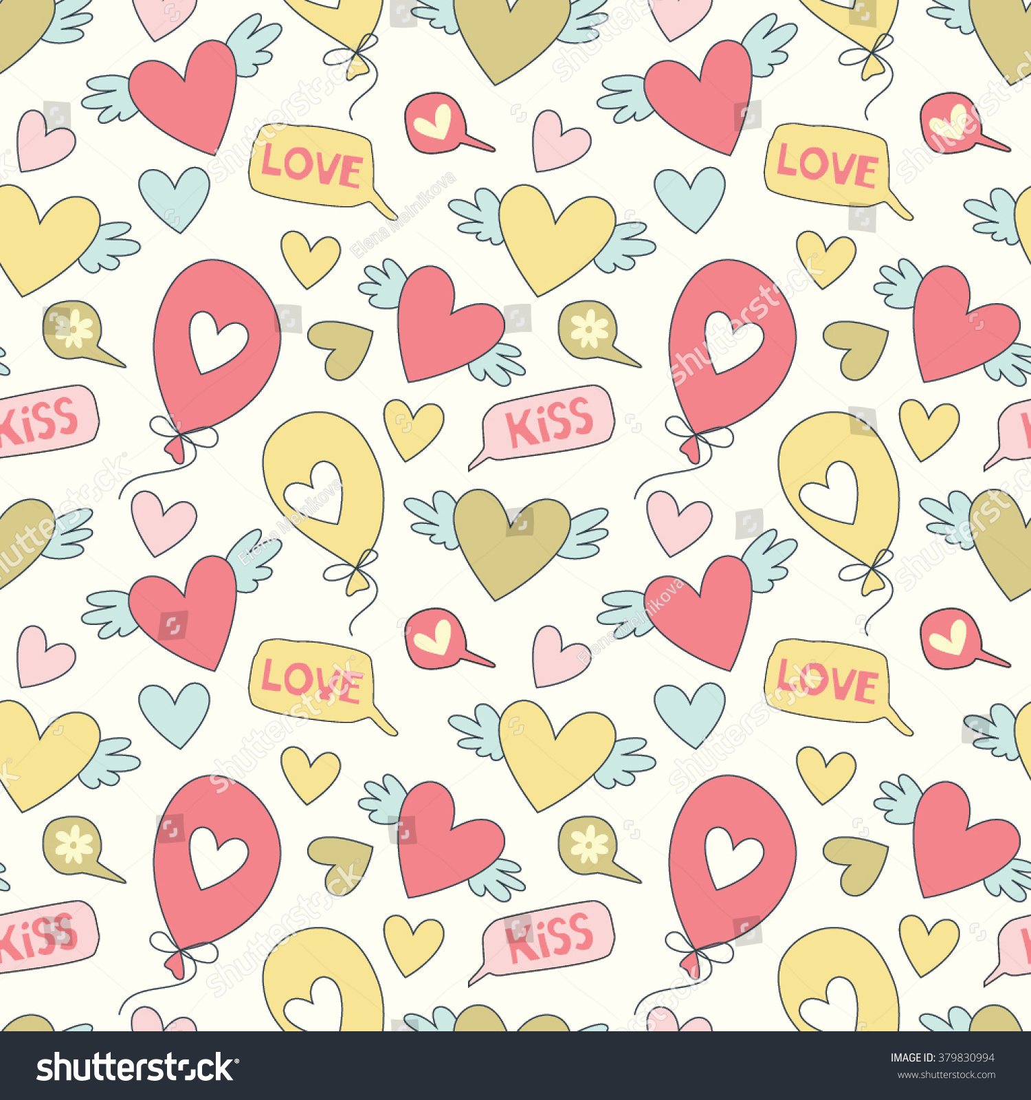 Cartoon patterns cute wallpapers hearts speech stock vector royalty free