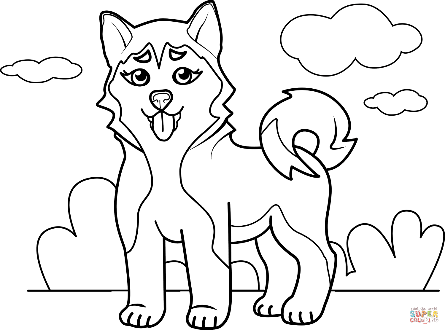 Husky puppy coloring page free printable coloring pages