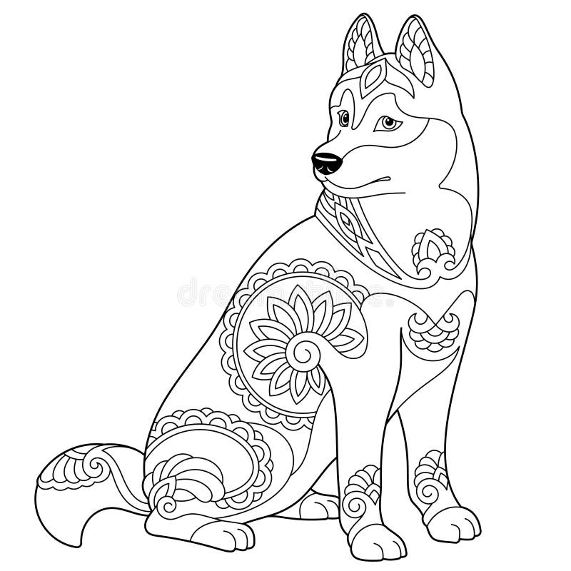 Husky dog coloring page stock vector illustration of husky