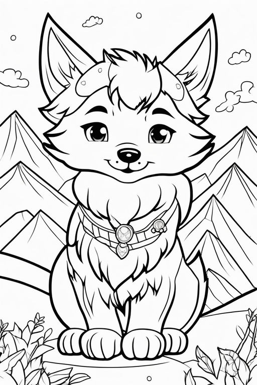 Coloring page of a puppy siberian husky